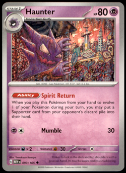 Haunter 093/165 SV: Scarlet & Violet 151 NM Pokemon TCG - Image 1