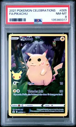 2021 POKEMON CELEBRATIONS #005 FULL ART/PIKACHU PSA 8 - Image 1
