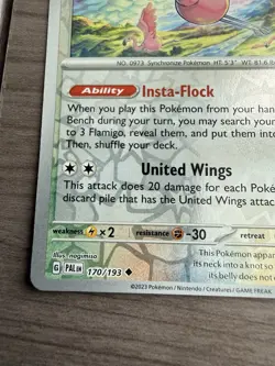 Pokemon TCG Flamigo Reverse Holo Paldea Evolved 170/193 Scarlet & Violet NM - Image 4