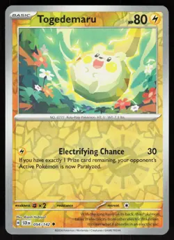 Togedemaru 54/142 Uncommon Stellar Crown Pokemon Reverse Holo Near Mint - Image 1