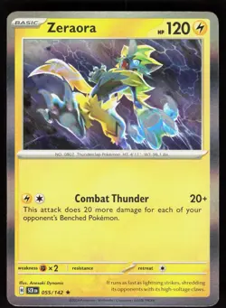 Zeraora 55/142 Rare Stellar Crown Pokemon Holo Near Mint - Image 1