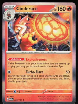 Cinderace 028/132 Rare Mega Evolution Pokemon Holo Near Mint - Image 1