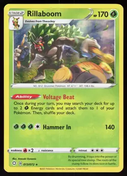 Rillaboom 013/072 Holo Rare Shining Fates Pokemon Holo Lightly Played - Image 1