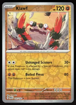 Klawf 105/182 Uncommon Paradox Rift Pokemon Reverse Holo Near Mint - Image 1