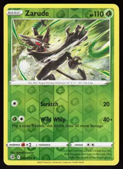 Zarude 027/264 Uncommon Fusion Strike Pokemon Reverse Holo Lightly Played - Image 1