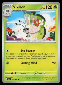 Vivillon 007/191 Uncommon Surging Sparks Pokemon Near Mint - Image 1