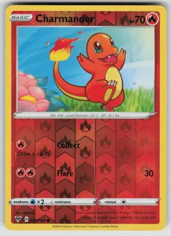 CHARMANDER 023/185 COMMON VIVID VOLTAGE POKEMON REVERSE HOLO NEAR MINT - Image 1