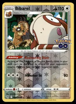 Bibarel 060/078 Common Pokemon GO Pokemon Reverse Holo Lightly Played - Image 1