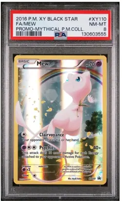 2016 Pokemon TCG XY Mythical Collection Mew Promo XY110 PSA 8 Foil Black Star - Image 1