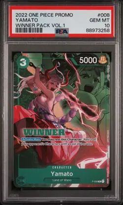 2022 ONE PIECE PROMOS WINNER PACK VOLUME 1 YAMATO 008 ENGLISH PSA 10 - Image 1