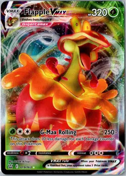 POKEMON CARD - FLAPPLE VMAX 019/163 BATTLE STYLES VMAX RARE HOLO NEAR MINT - Image 1