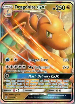 Dragonite GX Ultra Rare SM - Unified Minds 152/236 NM Holo - Pokemon - Image 1