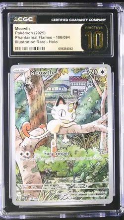 Pokemon Meowth 106/094 Illustration Rare Phantasmal Flames CGC Pristine 10 - Image 1