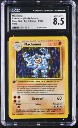 CGC 8.5 Machamp 1999 Base Set German 1st Edition 8/102 Holo Pokemon Card - Image 1