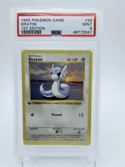 1999 Pokemon Game Dratini 1st Edition PSA 9 Mint Base Set #26 - Image 1