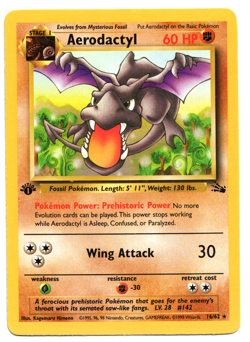Aerodactyl - 16/62 - Pokemon Fossil 1st Edition Rare Card WOTC LP/NM - Image 1