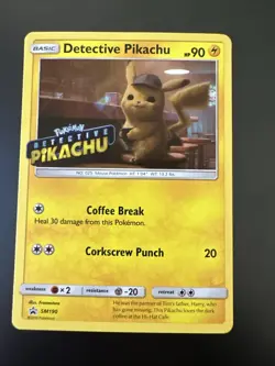 Pokemon Pikachu Stamped TCG Detective Pikachu SM190 Black Star Promo LP - Image 1