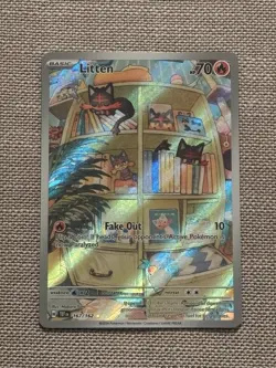 Pokemon TCG Litten Full Art Holo Card 167/162 Temporal Forces Illustration Rare - Image 1