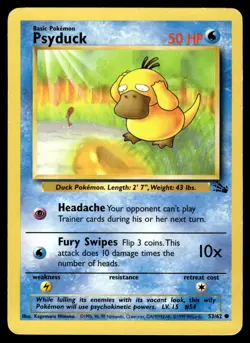 Psyduck 53/62 Common Fossil Pokemon Unlimited Heavily Played - Image 1