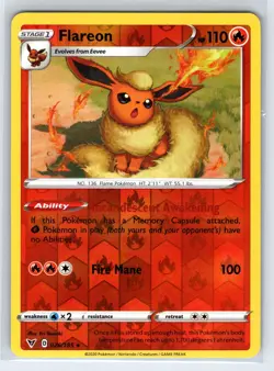 Flareon 026/185 Rare Vivid Voltage Pokemon Reverse Holo Near Mint - Image 1