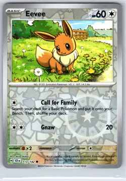 Eevee 113/142 Common Stellar Crown Pokemon Reverse Holo Near Mint - Image 1