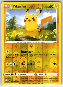 Pikachu 049/203 Common Evolving Skies Pokemon Reverse Holo Near Mint - Image 1