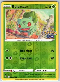 Bulbasaur 001/078 Common Pokemon GO Pokemon Reverse Holo Near Mint - Image 1