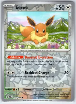 Eevee 074/131 Common Prismatic Evolutions Pokemon Reverse Holo Near Mint - Image 1
