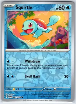 Squirtle 007/165 Common 151 Pokemon Reverse Holo Near Mint - Image 1