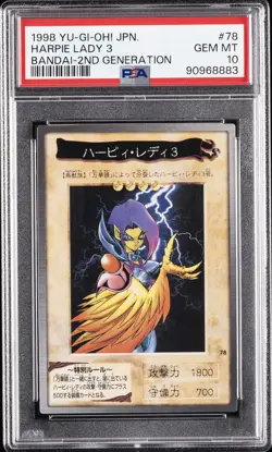 1998 YU-GI-OH! JAPANESE BANDAI-2ND GENERATION #78 HARPIE LADY 3 PSA 10 - Image 1