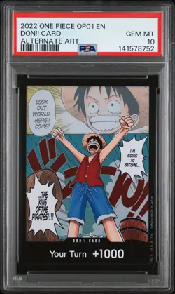 2023 ONE PIECE OP01-ROMANCE DAWN DON!! CARD ALTERNATE ART PSA 10 GEM MINT - Image 1