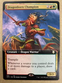 MTG 1x EXTENDED ART Dragonborn Champion 314 Commander: Adventures in the x1 NM - Image 1