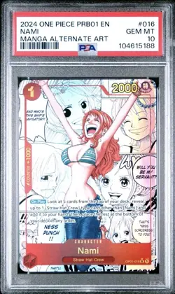 Nami Manga Rare English PRB OP01-016 PSA 10 Gem Mint One Piece TCG - Image 2