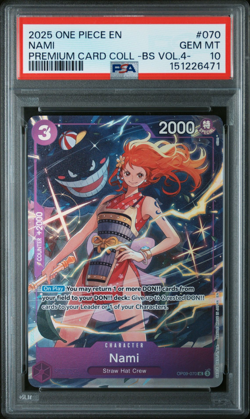 2025 ONE PIECE PREMIUM COLLECTION BEST SELECTION VOL.4 #070 'GENGAR' NAMI PSA 10 - Image 1