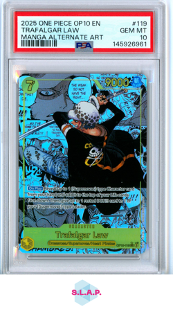TRAFALGAR LAW MANGA ALTERNATE ART ONE PIECE OP10-ROYAL BLOOD 2025 119 PSA 10 - Image 1