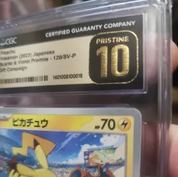 CGC 10 PRISTINE Pikachu 120/SV-P Promo Japanese Pokemon Gift Campaign 2023 - Image 2
