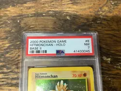 2000 POKEMON BASE SET 2 #8 HITMONCHAN-HOLO PSA 7 Graded Card Slabbed 8/130 - Image 5