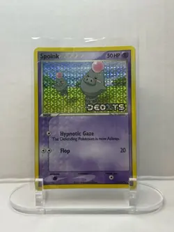 Pokemon TCG Spoink 76/107 Deoxys Reverse Holo 50 HP Basic English LP - Image 1