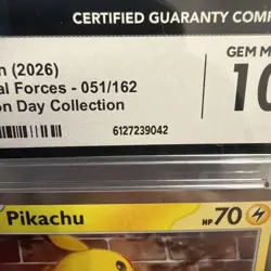 Pikachu 051/162 CGC Gem Mint 10! Cosmos Holo Pokemon Day 2026 Stamped Promo - Image 2