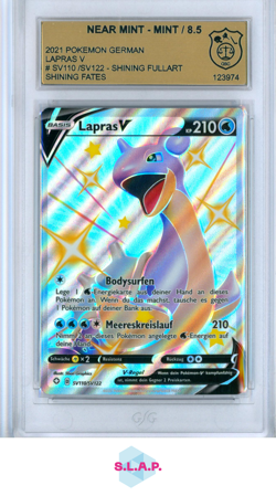 LAPRAS V POKEMON 2021 SHINING FATES #SV110/SV122-SHINING FULLART MINT GERMAN 8.5 - Image 1