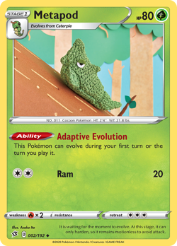 Metapod 002/192 Uncommon Rebel Clash Pokemon Reverse Holo NM/M - Image 4