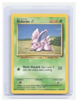 Nidoran M 55/102 Common Base Set Unlimited Pokemon Near Mint B264 - Image 1