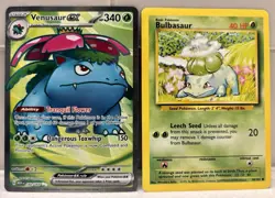 Pokemon Venusaur ex 182/165 Foil NM & Bulbasaur 44/102 LP 2 Card Lot + 2 Packs - Image 1