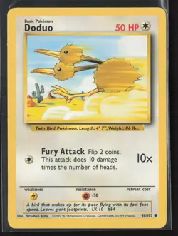 Doduo 48/102 Common Base Set Unlimited Pokemon Lightly Played - Image 1