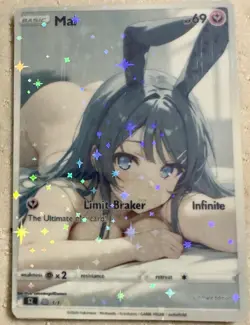 MAI Full Art Anime Pokemon Waifu Trading Card Holofoil Glow In Dark - Image 1