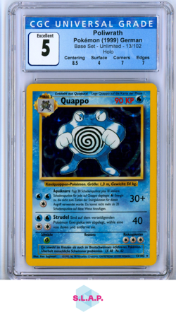 POLIWRATH BASE SET - UNLIMITED HOLO 13/102 POKEMON CGC 5 - Image 1