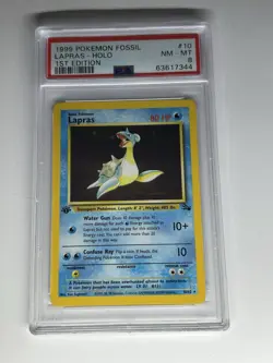 1999 Pokemon Fossil 1st Edition Holo 10 Graded PSA 8 - Image 1