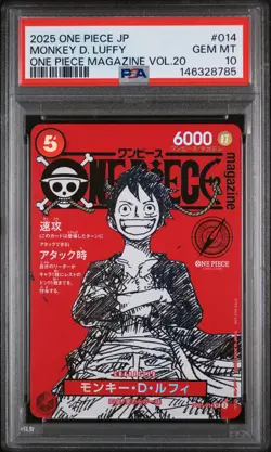 2025 ONE PIECE JAPANESE PROMOS ONE PIECE MAGAZINE VOL.20 MONKEY D. LUFFY PSA 10 - Image 1