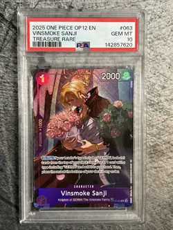2025 ONE PIECE OP12-LEGACY OF THE MASTER TREASURE TR RARE VINSMOKE SANJI PSA 10 - Image 1