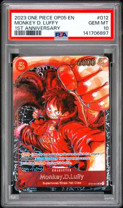 Monkey D. Luffy PSA10 2023 One Piece Op05-Awakening 1st Anniversary #012 - Image 1